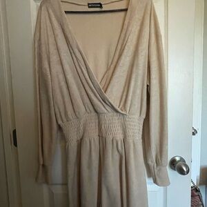 PrettyLittleThing Cream Terry Cloth Romper